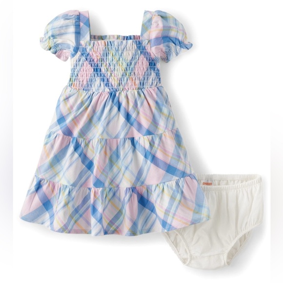 NWT Plaid Poplin Tiered Dress Size 9-12 months - Picture 1 of 3